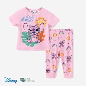 Disney Stitch Baby Boy Girl 2pcs Naia Sustainable Fabric Character Print Romper and Pants Set - 1 of 4