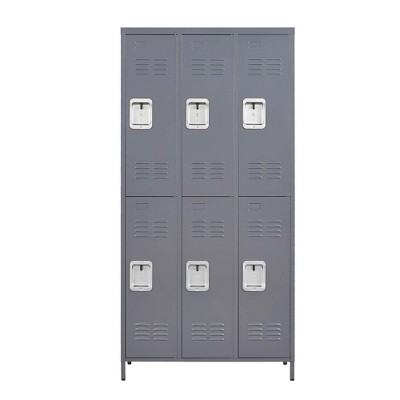 VYNXARIA 6-Door 72"H Metal Lockers with Lock for Employees, Storage Cabinet for Home, Gym, Office, School, Garage - Gray