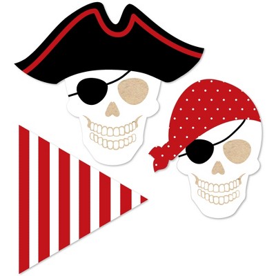 Big Dot of Happiness Beware of Pirates - DIY Shaped Pirate Birthday Party Cut-Outs - 24 Count