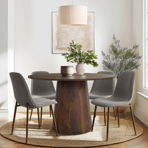 5-Piece Dining Set for 4 ,Walnut Wood 46" Round Dining Table with Armless Dining Chairs for Dining Room,Living Room-Tanpinhause - 1 of 4