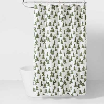Allover Trees Christmas Shower Curtain Forest Green - Threshold™