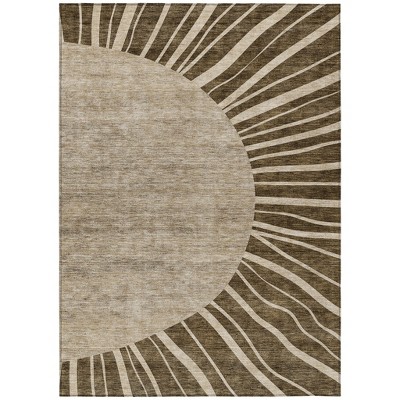 Brown Taupe And Beige Abstract Washable Indoor Outdoor Area Rug