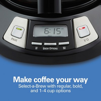 Hamilton Beach Black Glossy 12-Cup Programmable Coffee Maker with Glass Carafe