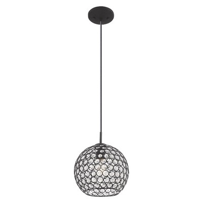 Cassandra Black Mini Globe Pendant with Crystal Accents