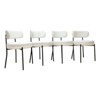 Gulches Dining Chair Set of 4, Mid-Century Modern Dining Chairs, Curved Backrest Round Upholstered Boucle Dining Chair with Black Metal Legs - 4 of 4