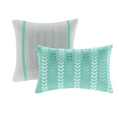 Teal and Gray Microfiber Twin Reversible Comforter Set