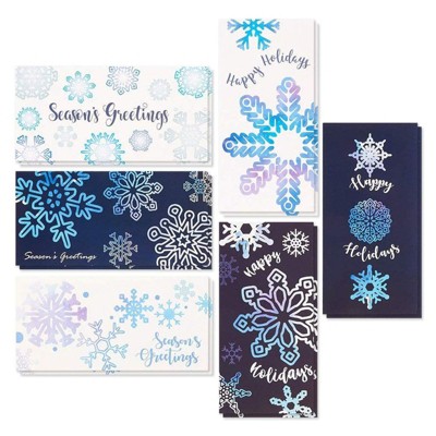 Best Paper Greetings Lot de 36 cartes d’argent de Noël avec enveloppes, 6 motifs de flocons de neige de vacances (3,6 x 7,25 pouces) : Target