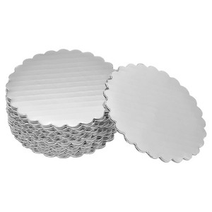 Unique Bargains Disposable Greaseproof Cardboard Scalloped Cake Platters 25 Pcs - 1 of 4