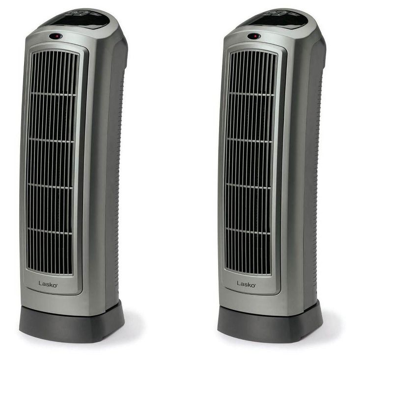 Lasko 1500W Portable Oscillating Ceramic Heater Tower w/ Digital Display, 2 Pack, 1 of 7