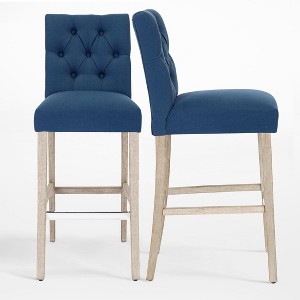 WestinTrends 29" Linen Fabric Tufted Bar Stool (Set of 2) - 1 of 4