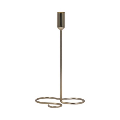 Modern Metal Taper Candle Holder - Minimalist Design - Decorative Candlestick Stand for Home, Office, Bedroom, Living Room - 11" Gold