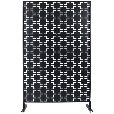 Grungis Matrix Metal Decorative Patio Screens,Freestanding Privacy Galvanized Steel Panel Screen with Square Pattern for Balcony,76" H×48" W