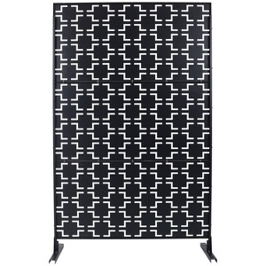 Grungis Matrix Metal Decorative Patio Screens,Freestanding Privacy Galvanized Steel Panel Screen with Square Pattern for Balcony,76" H×48" W - 1 of 4