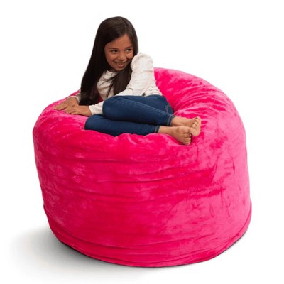 Ultimate Sack 3ft Bean Bag Chair, Oversized Comfortable Indoor Floor Lounger, Giant Foam-Filled Furniture for Relaxing, Pink Fur