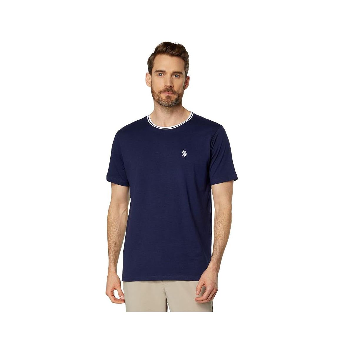 U.S. Polo Assn. Men's Short Sleeve Crew Neck Yarn-Dye Collar Tipped Jersey T-Shirt - thumbnail 3