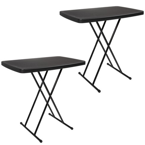 Folding Table Set - Set of 2 Lightweight Portable Tables - Small Plastic  Desk for Camping, Playing Cards, Crafting, and More by Everyday Home (Black)