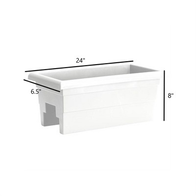 White 24in Matte Finish Plastic Rail Planter