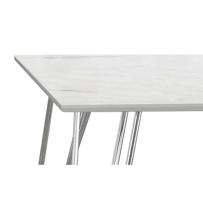 Glamourous White Faux Marble & Chrome Square End Table