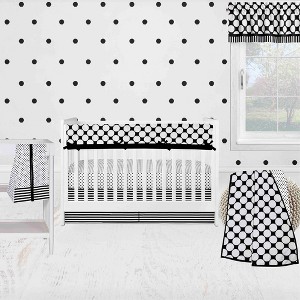 Bacati - Dots Stripes Black/White 6 pc Crib Bedding Set with Long Rail Guard Cover - 1 of 4