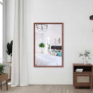 FONTOI Oversized Rectangle Wall Mirror with Aluminum Frame Modern Decorative Accent for Bathroom Bedroom or Living Space, Walnut, 48"*32"*0.6" - 1 of 4