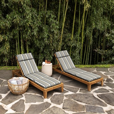 Taupe Grey Boardwalk Stripe Outdoor Chaise Lounge Cushion