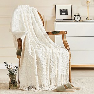 Aoibox Soft Knitted Throw Blanket for Couch and Bed, Cozy Living Room Home Decor with Tassel, Lightweight Breathable Farmhouse Woven Decorative Throw - 1 of 4