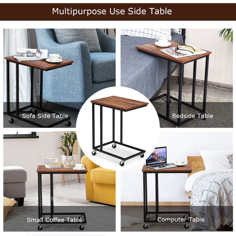 Tangkula C-Shaped Beside Sofa Laptop Table Multiple Snack Table, 4 of 9
