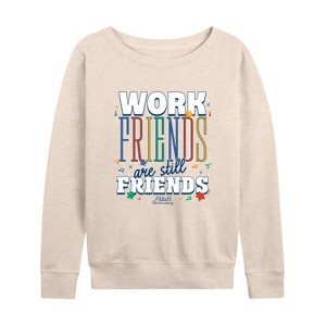 Women's - Abbott Elementary - Work Friends Still Friends Lightweight French Terry Wide Neck Long Sleeve Shirt - 1 of 4