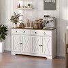 Kitchen Storage Sideboard, Farmhouse Buffet Cabinet with Barn Style Doors, Drawers, Adjustable Shelves - 2 of 4