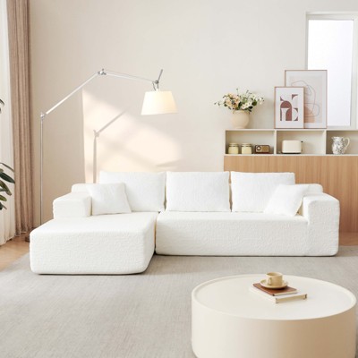 TiramisuBest 104 Inch Cloud Sectional Couch Chenille L Shape Chaise Deep Seat Modular Sofa Vacuum Compressed 5 Pillow Wrinkle Free