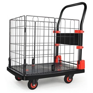 Vynxaria Foldable Platform Push Hand Truck Cart, Basket Cage Cart, 330 lbs. Weight Capacity - 1 of 4