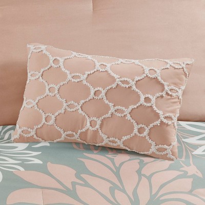 Madison Park Full Calla Complete Comforter Sheet Set - Blush/Gray: Microfiber Bedding Ensemble with Embroidered Details — фото 7