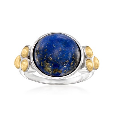 Ross-Simons Lapis Ring in Sterling Silver and 14kt Yellow Gold