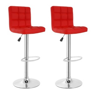 FDW Bar Stool Set of 2 Bar Stools Adjustable Height Swivel Counter Stools with PU Leather Seat and Chrome-Plated Metal Frame Bar Chairs - 1 of 4