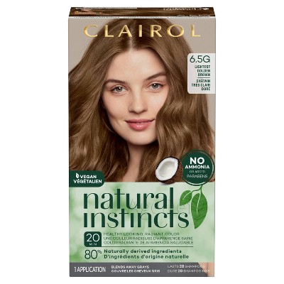 Natural Instincts Clairol Demi-Permanent Hair Color - 6.5G Lightest Golden Brown, Amber Shimmer - 1 kit