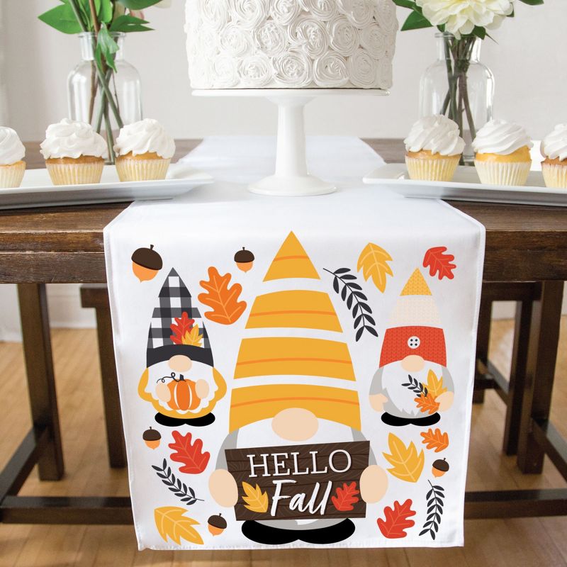 Big Dot of Happiness Fall Gnomes - Autumn Harvest Party Dining Tabletop Decor - Cloth Table Runner - 13 x 70 inches, 3 of 7