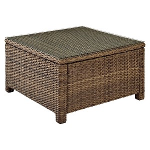 Crosley Bradenton Outdoor Wicker Sectional Glass Top Coffee Table - 1 of 3