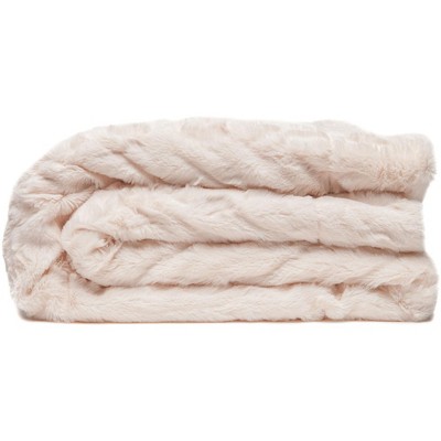 Ivory Faux Fur and Sherpa Reversible Throw Blanket 50" x 65"