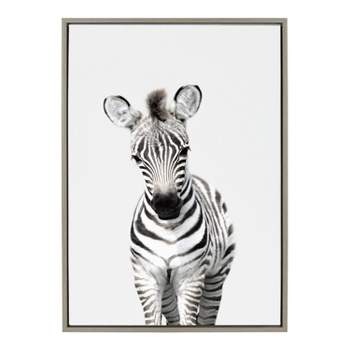 23" x 33" Sylvie Baby Zebra Framed Canvas by Amy Peterson Gray - Kate & Laurel All Things Decor