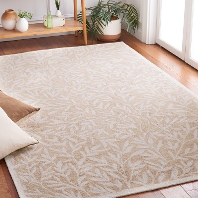 Ivory Floral Handmade Wool Tufted Square Area Rug