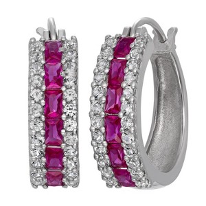 Designs by Gioelli Sterling Silver Gemstone Hoop Earrings - 1 of 2