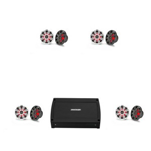 Kicker Marine 4 Ch Amp & (4 pair ) 8" LED Coaxial Speaker Audio Upgrade ( 48KXMA500.4, 45KM84L ) - 1 of 4