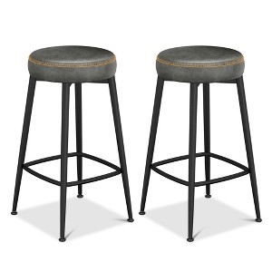 Dyonery 26.3" H Bar Stools Set of 2/4,Faux Leather Counter Height Bar Stools,Modern Backless/Back Counter Stools for Kitchen Island,Home Bar - 1 of 4