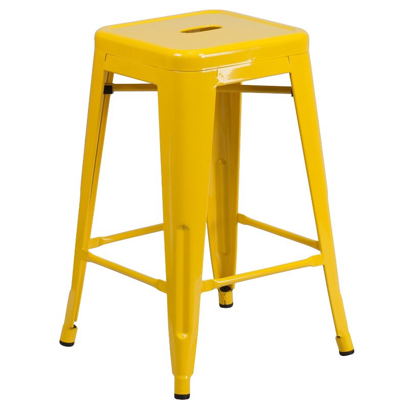 Merrick Lane Backless Metal Stool with Square Seat for Indoor-Outdoor Use, 1 of 13