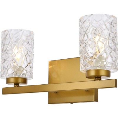 Cassie Brass and Clear Glass 2-Light Dimmable Wall Sconce