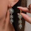 Vuskdtei18K Gold Plated Flower Dangle Earrings for Women, Hypoallergenic Cubic Zirconia Earrings, Elegant Chandelier Drop Earrings - 2 of 4