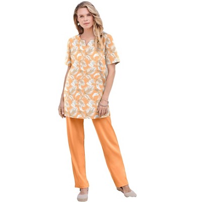 Roaman's Plus Size Soft Knit Print Tunic With Notch Neckline