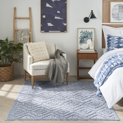 Denim Blue Diamond 5' x 7' Easy-Care Synthetic Rectangular Rug