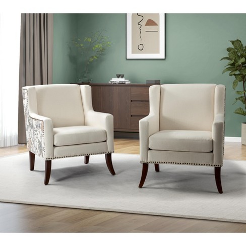 Set Of 2 Detlev Farmhouse-special Wooden Upholstered Armchair With ...