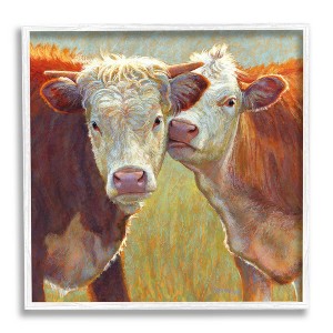 Stupell Industries Kissing Cows Farm Animals Framed Giclee Art - 1 of 4